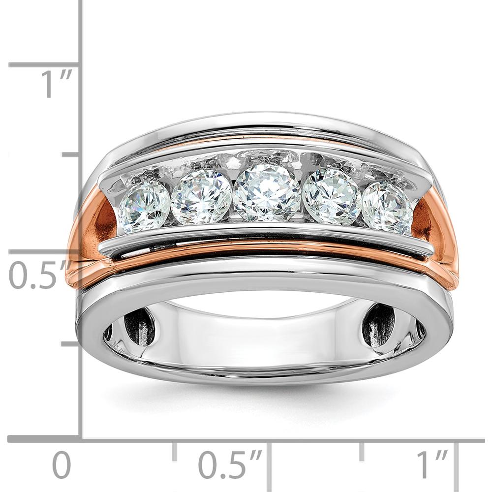 14K Rose and White Gold 5-Stone Men's Diamond Ring with Polished Cut-Out Design - 1.0 Carats Total Diamond Weight by IBGoodman