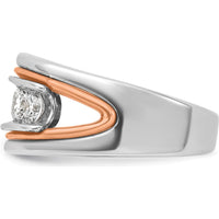 14K Rose and White Gold 5-Stone Men's Diamond Ring with Polished Cut-Out Design - 1.0 Carats Total Diamond Weight by IBGoodman
