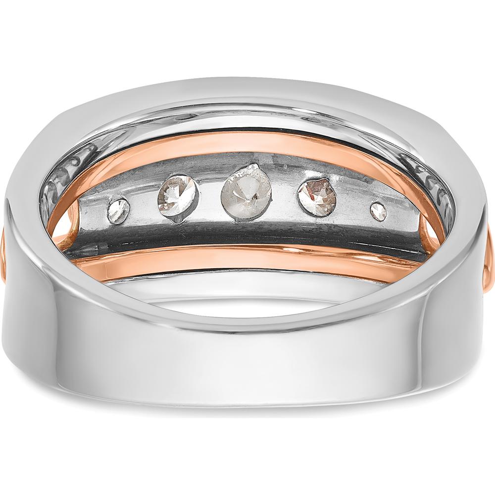 14K Rose and White Gold 5-Stone Men's Diamond Ring with Polished Cut-Out Design - 1.0 Carats Total Diamond Weight by IBGoodman