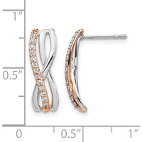 14K Rose and White Gold Diamond Drop Earrings with 26 Round Diamonds - 0.08 Carats Total Diamond Weight by Monteluci Fine Jewelry