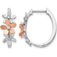14K Rose and White Gold Diamond Huggie Hoop Earrings - 0.02 Carats Total Diamond Weight by Monteluci Fine Jewelry