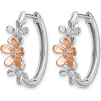 14K Rose and White Gold Diamond Huggie Hoop Earrings - 0.02 Carats Total Diamond Weight by Monteluci Fine Jewelry