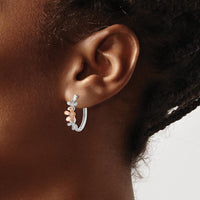 14K Rose and White Gold Diamond Huggie Hoop Earrings - 0.02 Carats Total Diamond Weight by Monteluci Fine Jewelry