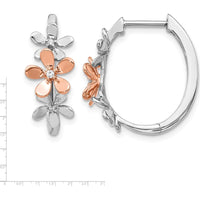 14K Rose and White Gold Diamond Huggie Hoop Earrings - 0.02 Carats Total Diamond Weight by Monteluci Fine Jewelry