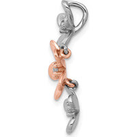 14K Rose and White Gold Diamond Three Flower Chain Slide with Natural Round Diamonds - 1/10 Carat Total Diamond Weight by Monteluci Fine Jewelry