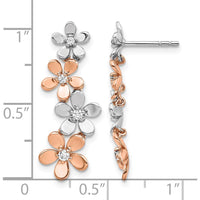 14K Rose and White Gold Drop Earrings with Natural Round Diamonds - 0.14 Carats Total Diamond Weight by Monteluci Fine Jewelry