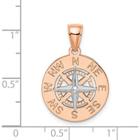 14K Rose and White Gold Medium Nautical Compass Pendant - 26.2mm Length by Oro Pregiato