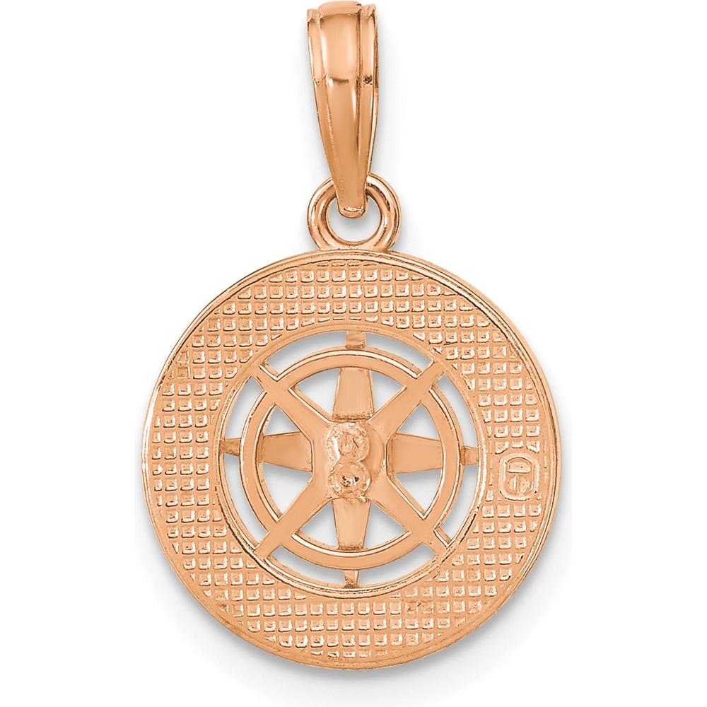 14K Rose and White Gold Medium Nautical Compass Pendant - 26.2mm Length by Oro Pregiato