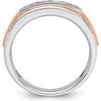 14K Rose and White Gold Men's Polished 5-Stone Diamond Ring - 0.103 Carats Total Diamond Weight by IBGoodman