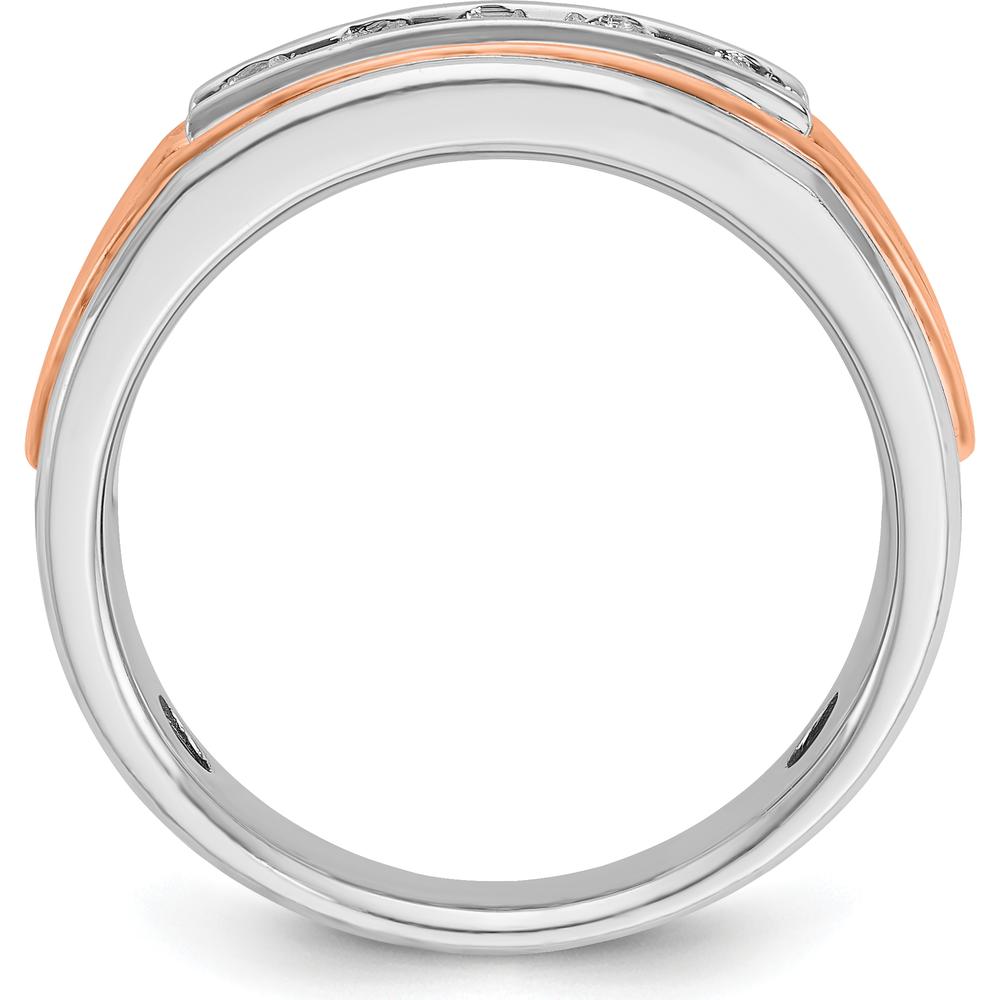 14K Rose and White Gold Men's Polished 5-Stone Diamond Ring - 0.103 Carats Total Diamond Weight by IBGoodman
