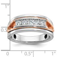 14K Rose and White Gold Men's Polished 5-Stone Diamond Ring - 0.103 Carats Total Diamond Weight by IBGoodman
