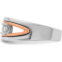 14K Rose and White Gold Men's Polished 5-Stone Diamond Ring - 0.103 Carats Total Diamond Weight by IBGoodman