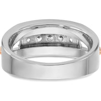 14K Rose and White Gold Men's Polished 5-Stone Diamond Ring - 0.103 Carats Total Diamond Weight by IBGoodman