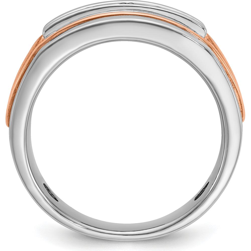 14K Rose and White Gold Men's Polished 5-Stone Diamond Ring - 1/2 Carat Total Diamond Weight by IBGoodman