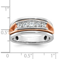 14K Rose and White Gold Men's Polished 5-Stone Diamond Ring - 1/2 Carat Total Diamond Weight by IBGoodman