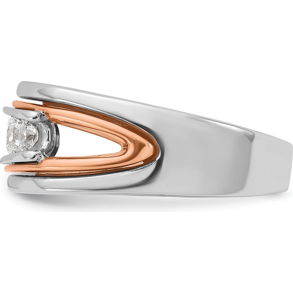 14K Rose and White Gold Men's Polished 5-Stone Diamond Ring - 1/2 Carat Total Diamond Weight by IBGoodman
