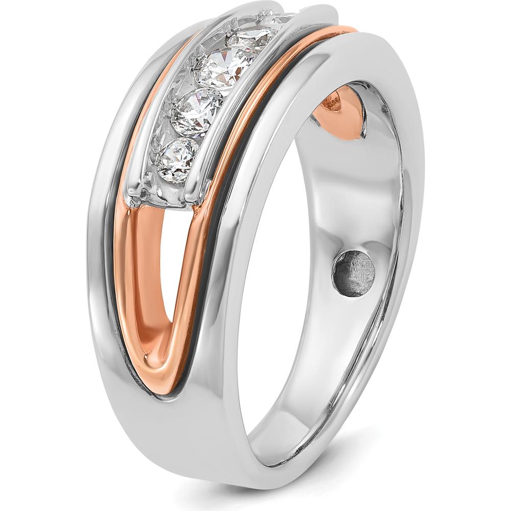 14K Rose and White Gold Men's Polished 5-Stone Diamond Ring - 1/2 Carat Total Diamond Weight by IBGoodman