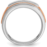 14K Rose and White Gold Men's Polished 5-Stone Diamond Ring Mounting - 2.5 Carats Total Diamond Weight by IBGoodman