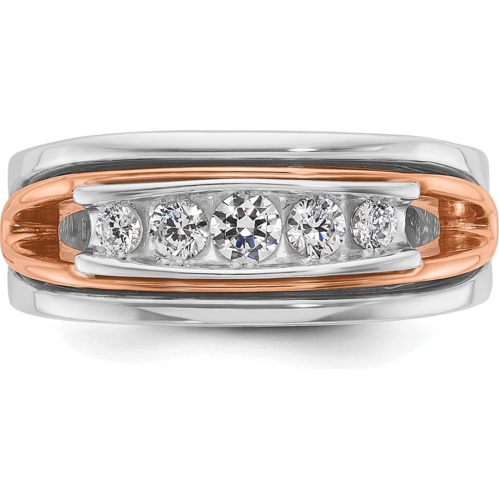 14K Rose and White Gold Men's Polished 5-Stone Diamond Ring Mounting - 2.5 Carats Total Diamond Weight by IBGoodman