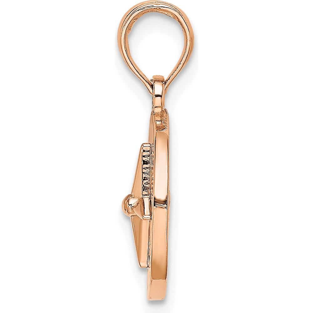 14K Rose and White Gold Nautical Compass Pendant Charm - Two-Tone Solid Gold Design by Oro Pregiato