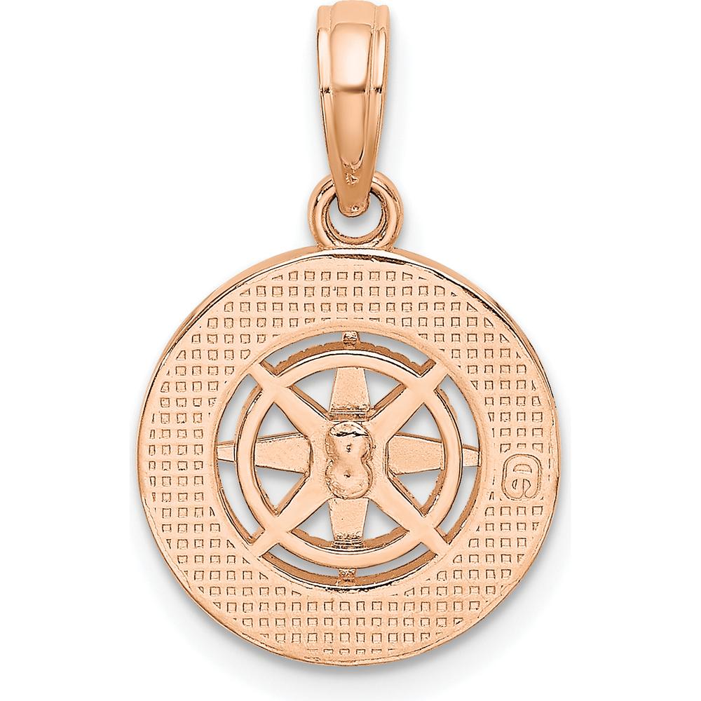 14K Rose and White Gold Nautical Compass Pendant Charm - Two-Tone Solid Gold Design by Oro Pregiato