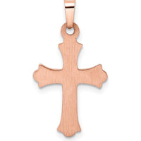 14K Rose and White Gold Polished Fleur de Lis INRI Hollow Crucifix Pendant - Spiritual Religious Symbol by Oro Pregiato