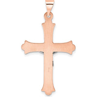 14K Rose and White Gold Polished Fleur de Lis INRI Hollow Crucifix Pendant by Oro Pregiato