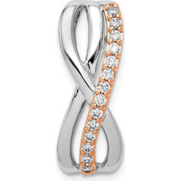 14K Rose and White Gold Twisted Chain Slide Pendant with Round Diamonds - 0.015 Carat Total Diamond Weight by Monteluci Fine Jewelry
