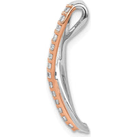 14K Rose and White Gold Twisted Chain Slide Pendant with Round Diamonds - 0.015 Carat Total Diamond Weight by Monteluci Fine Jewelry