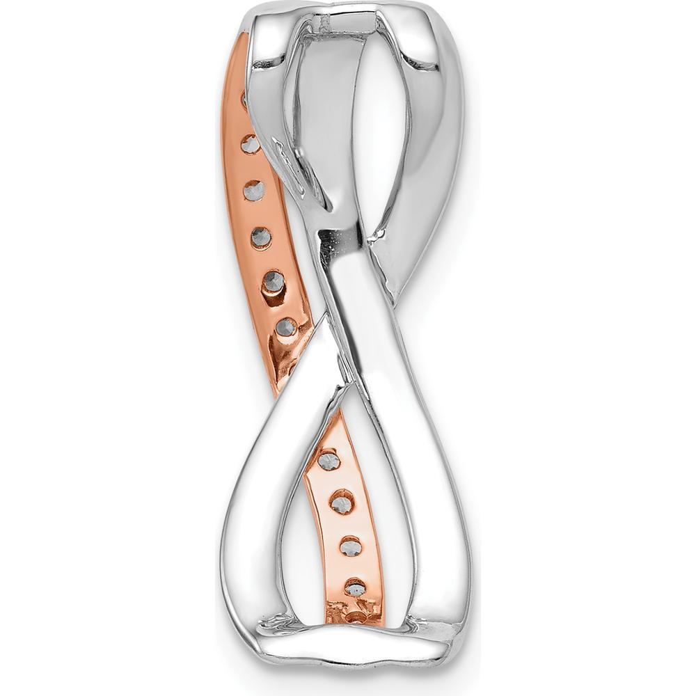 14K Rose and White Gold Twisted Chain Slide Pendant with Round Diamonds - 0.015 Carat Total Diamond Weight by Monteluci Fine Jewelry