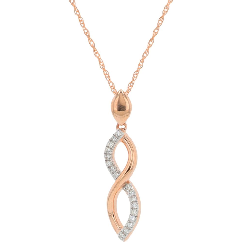 14K Rose Gold 0.05 Carat Diamond Infinity Pendant Necklace