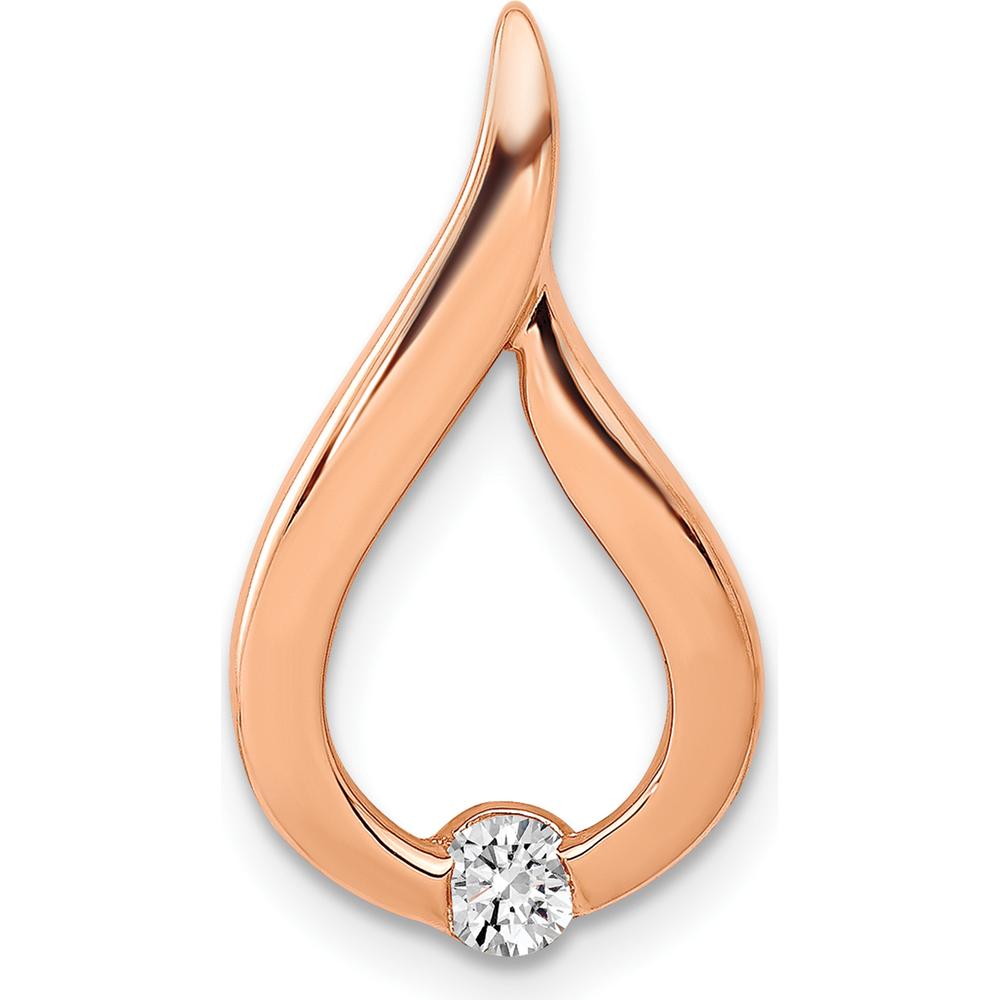 14K Rose Gold 0.10 Carat Round Diamond Teardrop Pendant by Monteluci Fine Jewelry