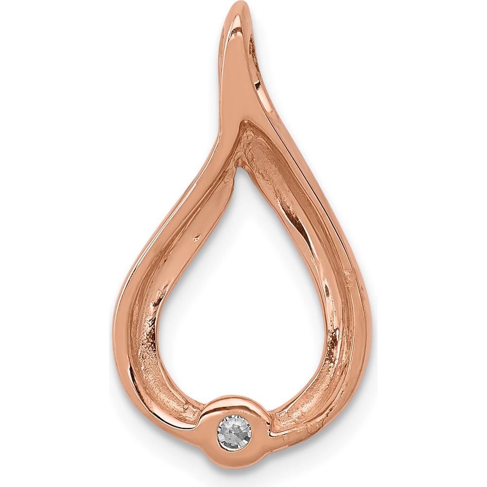 14K Rose Gold 0.10 Carat Round Diamond Teardrop Pendant by Monteluci Fine Jewelry