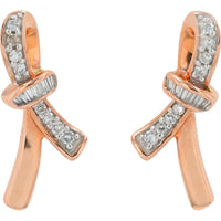 14K Rose Gold 0.14 Carat Diamond Stud Earrings with Prong Set Round Diamonds