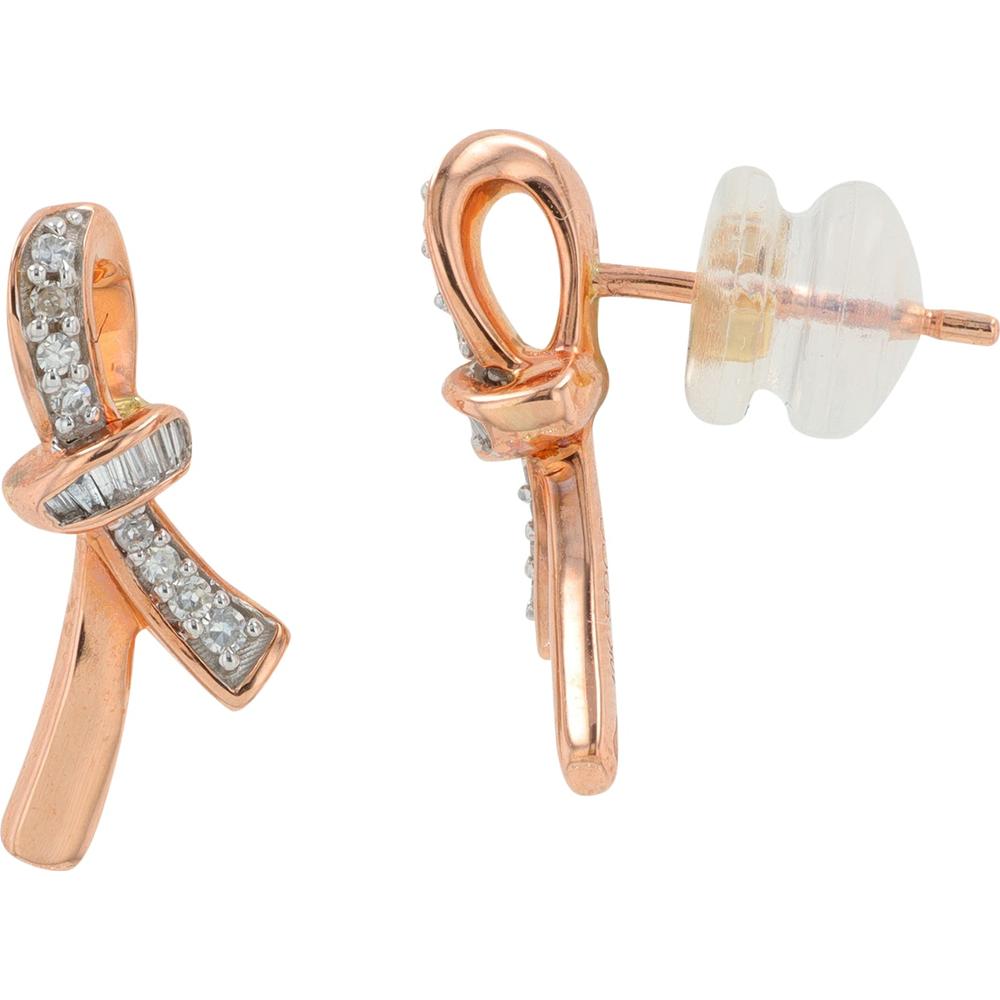 14K Rose Gold 0.14 Carat Diamond Stud Earrings with Prong Set Round Diamonds