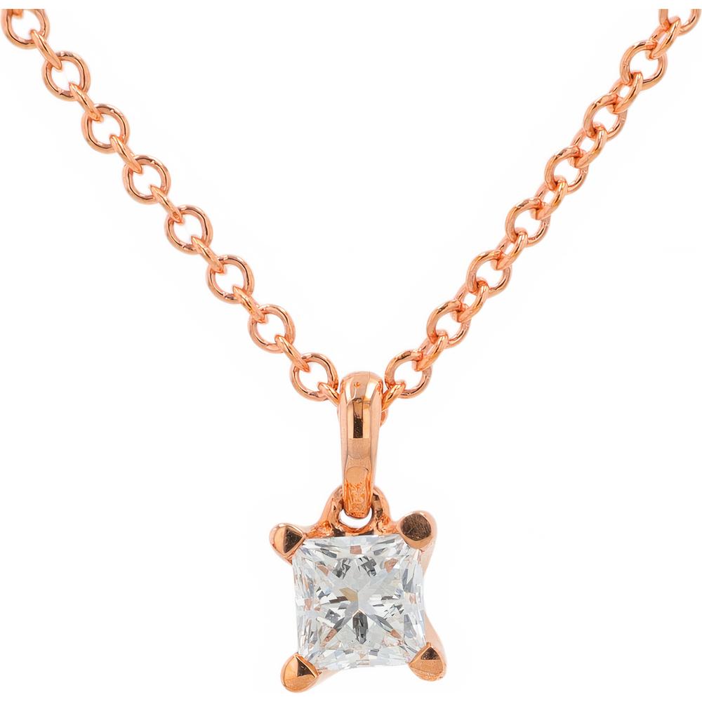 14K Rose Gold 0.27 Carats Lab Grown Diamond Princess Cut Pendant