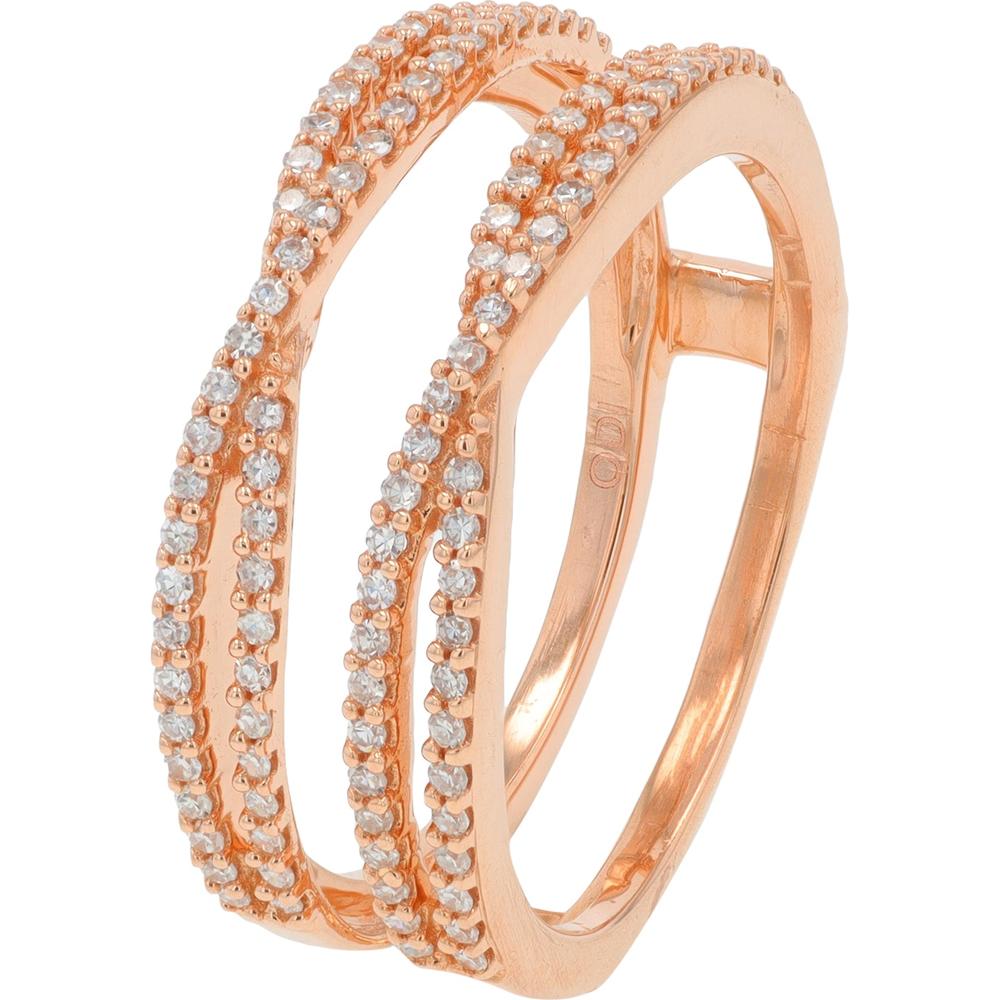 14K Rose Gold 0.33 Carat Diamond Ring Guard with Prong - Set Round Diamonds