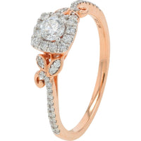 14K Rose Gold 0.50 Carat Diamond Bridal Ring Set with Marquise Diamond Accent Band