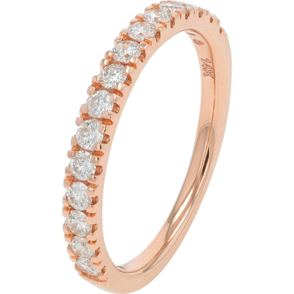 14K Rose Gold 0.50 Carat Total Weight Diamond Eternity Band - Prong Set Round Diamonds