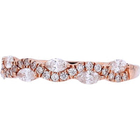 14K Rose Gold 0.50 Carats Diamond Wavy Band with Milgrain Detailing