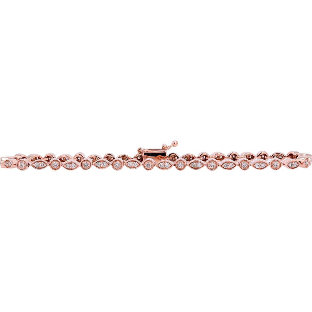 14K Rose Gold 0.81 Carat Diamond Bracelet with Milgrain Detail