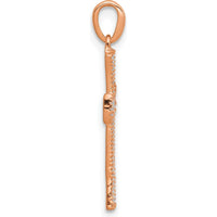 14K Rose Gold 1/10 Carat Diamond Cross Pendant with 22 Round Diamonds by Oro Pregiato
