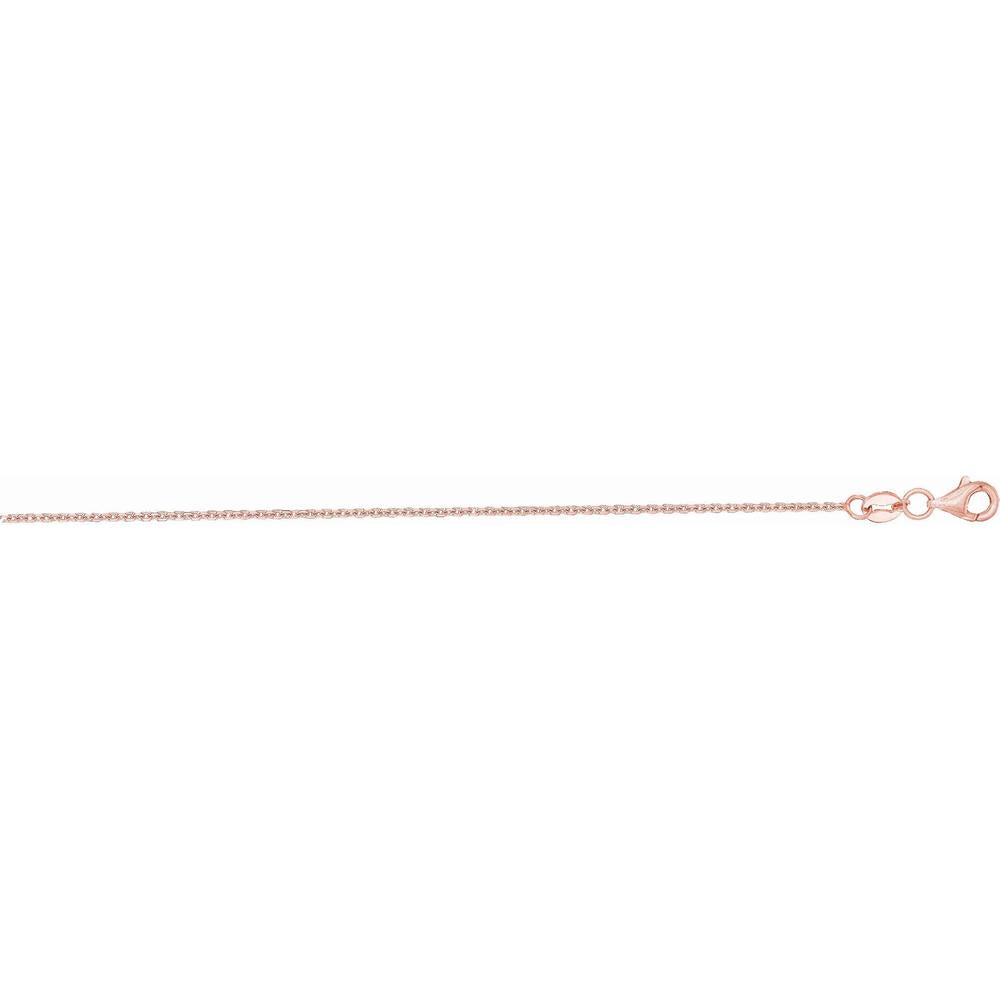 14K Rose Gold 1.1mm Diamond Cut Cable Chain Necklace - 18" by Orozza Fine Jewelry