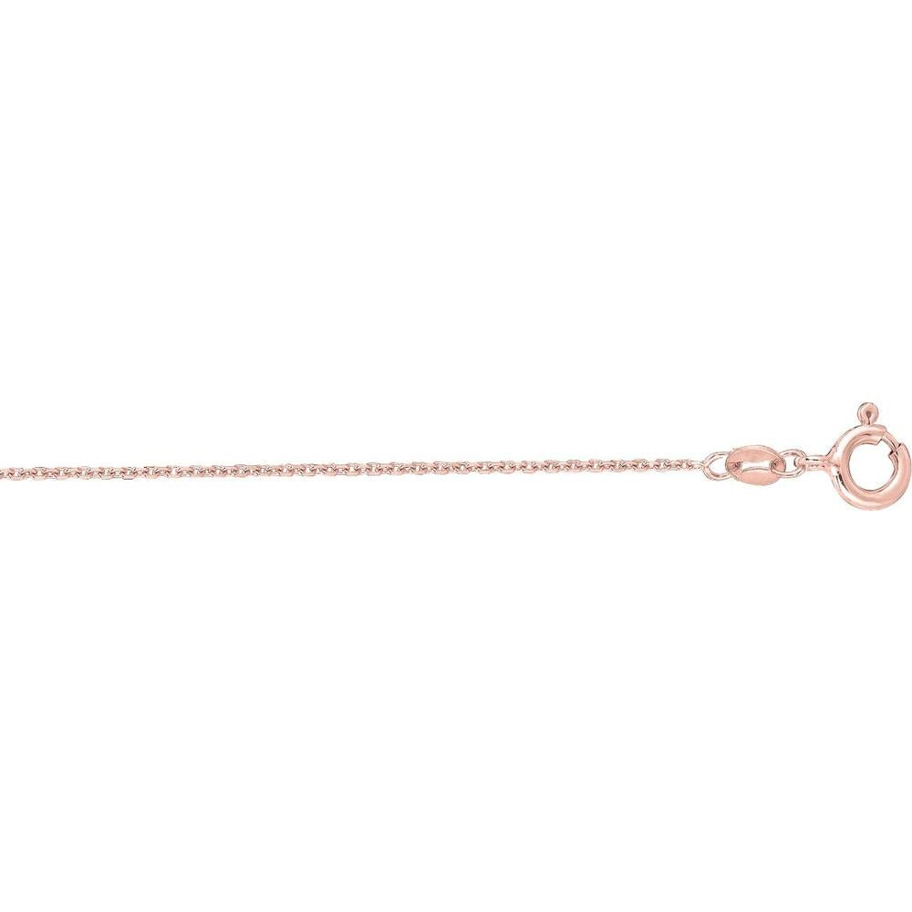 14K Rose Gold 1.1mm Diamond Cut Cable Chain Necklace - 18" Length by Orozza Fine Jewelry