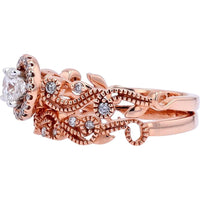 14K Rose Gold 1/2 Center Round Brilliant Cut Diamond Bridal Set - 0.69 Carats Total Diamond Weight