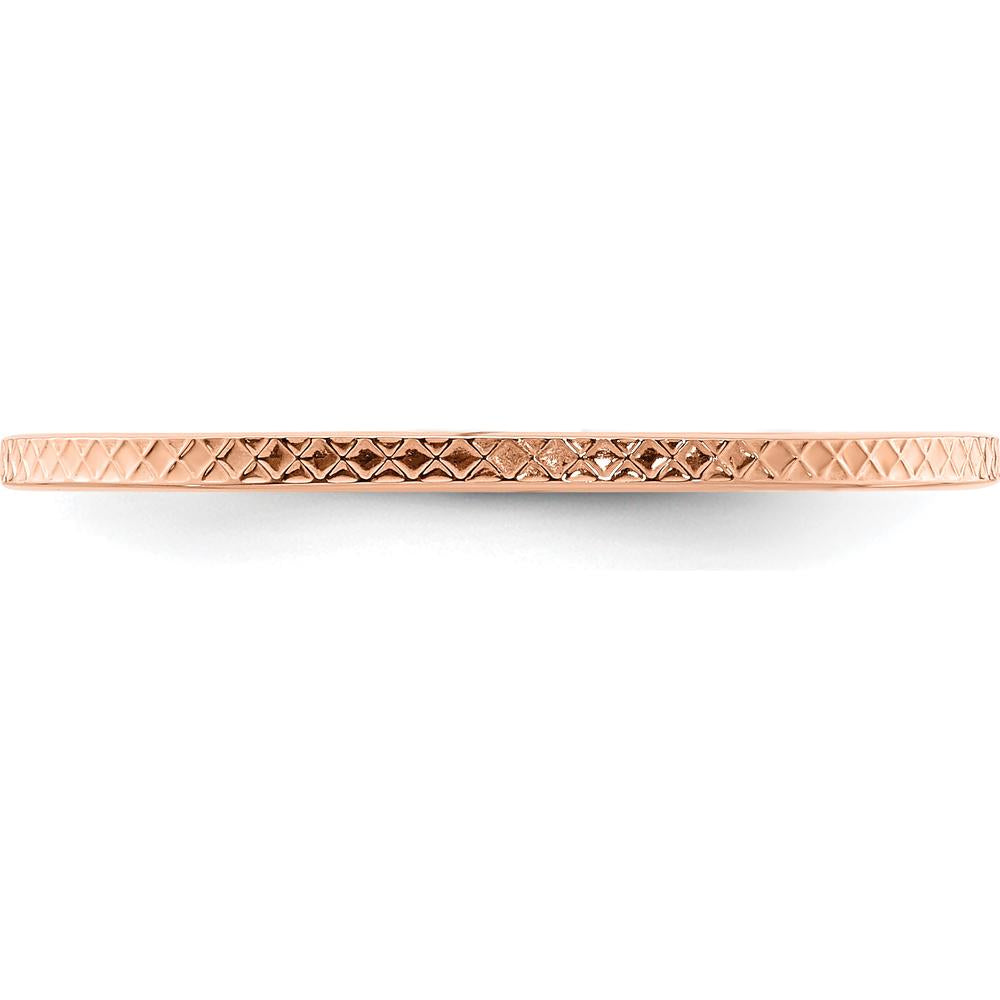 14K Rose Gold 1.2mm Criss-Cross Pattern Stackable Band Ring - Size 7 by 0