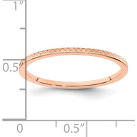 14K Rose Gold 1.2mm Criss-Cross Pattern Stackable Band Ring - Size 7 by 0