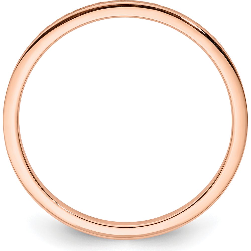 14K Rose Gold 1.2mm Criss-Cross Pattern Stackable Band - Size 5 by 0