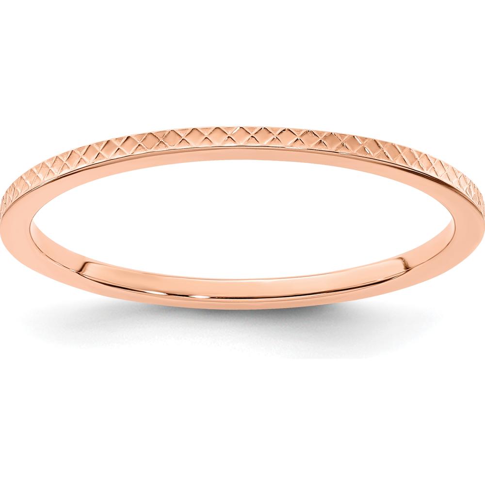 14K Rose Gold 1.2mm Criss-Cross Pattern Stackable Band - Size 8 by 0
