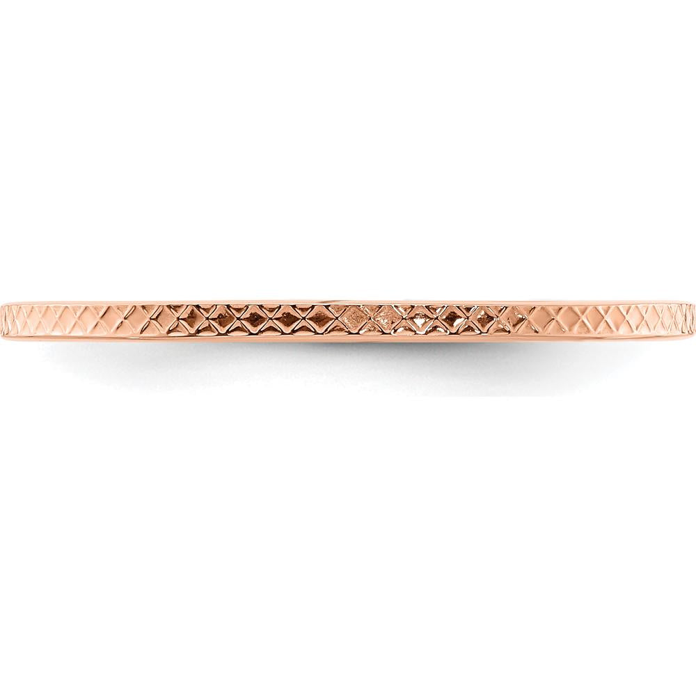 14K Rose Gold 1.2mm Criss-Cross Pattern Stackable Band - Size 8 by 0
